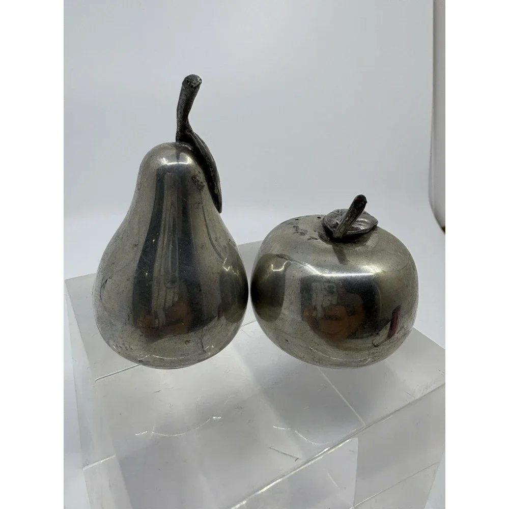 Vintage Web Pewter Salt & Pepper Shakers Apple and Pear